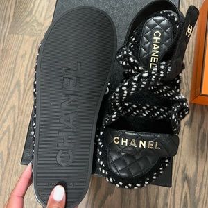 CHANEL SANDALS BLACK SIZE 39